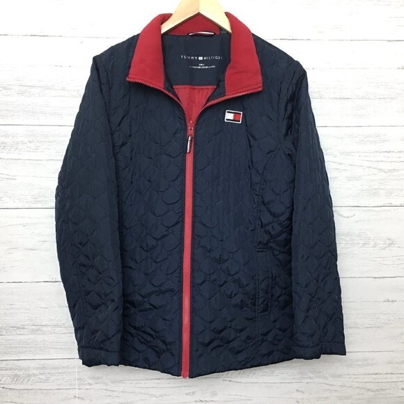 Tommy Hilfiger Women's Red Coat 3 in 1 All Weather System Jacket Hooded Logo L - Picture 4 of 13